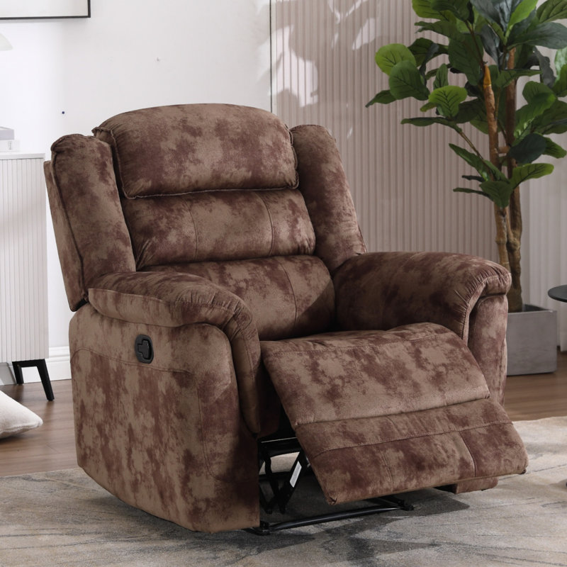 Sidh 38.6" Wide Classic And Overstuffed Breathable Microfiber Manual Standard  Recliner, Brown