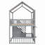 Lit de maison avec escalier de rangement, tablettes et conception de maisonnette-130021621