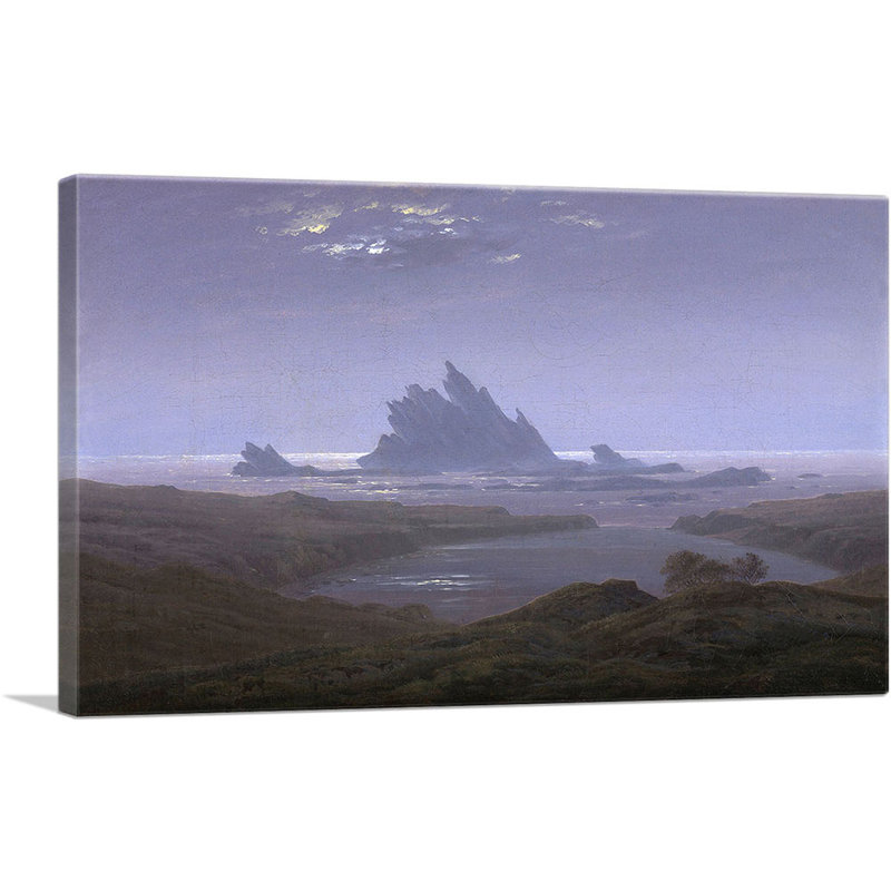 " Rocky Reef On The Seashore 1825 " by Caspar David Friedrich Painting Print, 18" H x 26" W x 1.5" D