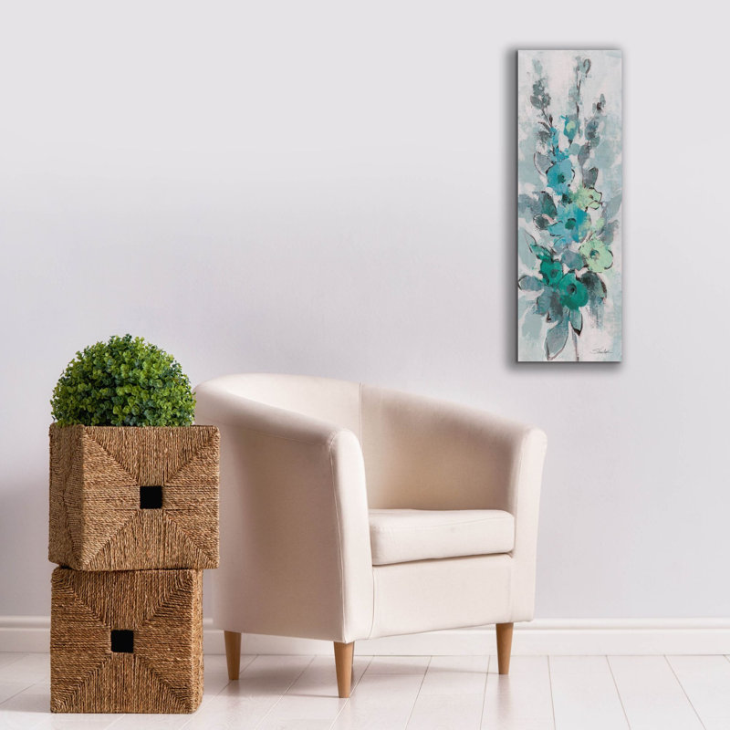 «Loose Bouquet Of Flowers 2 Blue Grey» par Silvia Vassileva, art mural sur toile, H 36 po x l 12 po x P 0,75 po