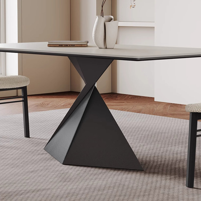 Very simple white matte rectangular rock table set, 29.52"H x 62.99"L x 31.49"W