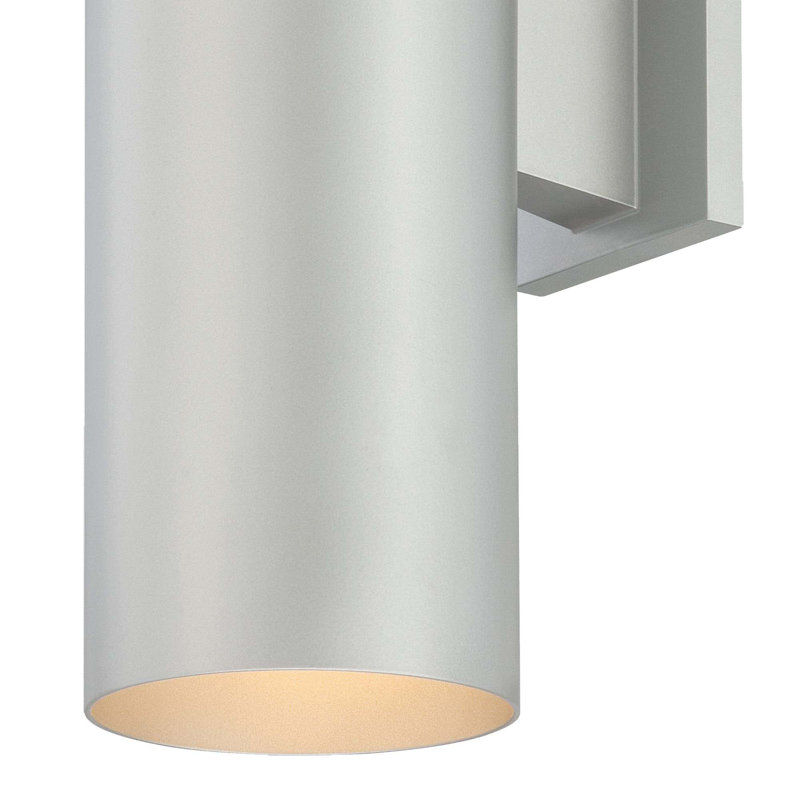 Applique murale ou applique murale cylindrique en aluminium gris argenté à 2 lumières de l 6 po pour l'intérieur ou l'extérieur
