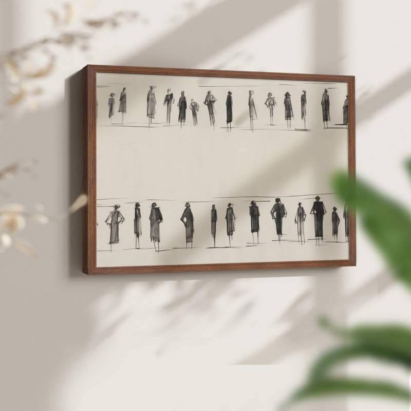 Croquis rétro - LXVII - Reproduction encadrée - Restickable, H 22 po x l 28 po, Noyer