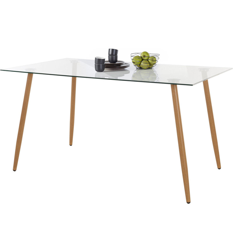 Decatur Glass Top Metal Base Dining Table