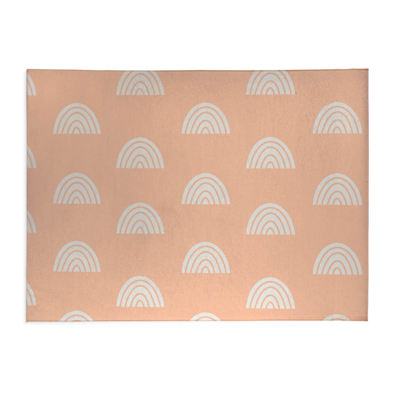 Bows Colorized Kids Play Mat, Rectangle 5' x 7', Peach