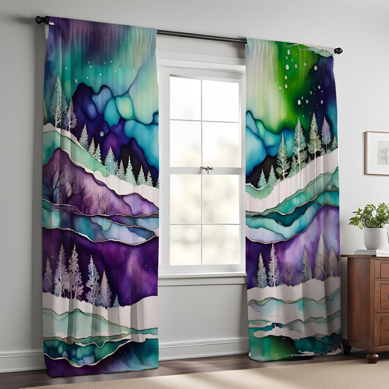 Paire de rideaux semi-transparents en polyester Elfredia, L 40 po x L 82 po