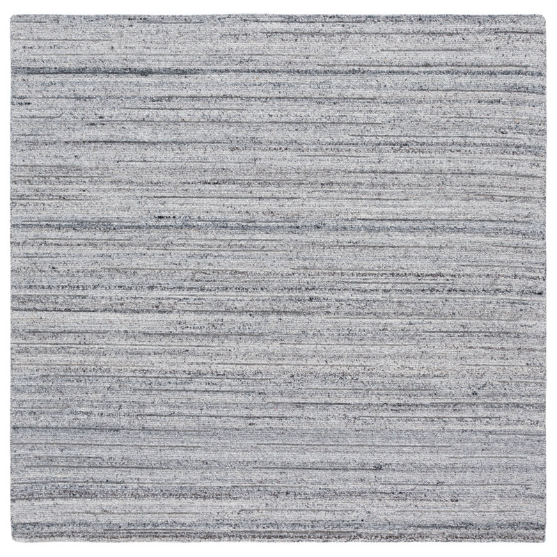 Natura 461 Hand Woven Wool/Cotton No Pattern Rug in Gray, Square 6'