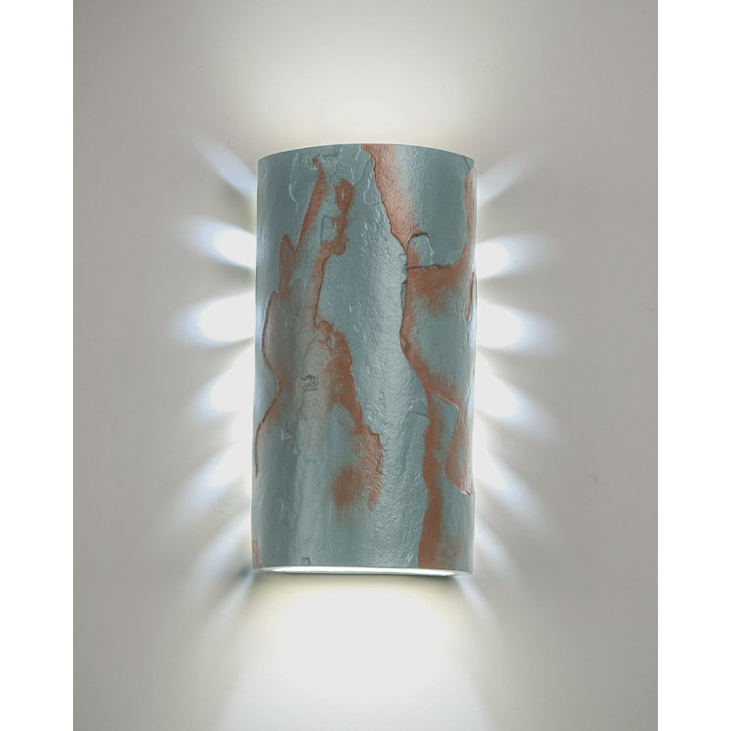 Donnice Flush Mount Ceramic Outdoor Wall Lights, LED Bulb Included, Gray Slate, 13" H x 7" W x 4.5" D