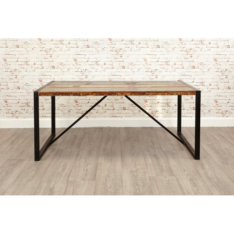 Arrowwood Solid Wood Top Metal Base Dining Table
