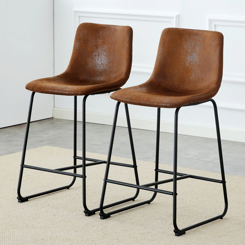 Ensemble de 2 chaises de bar, tabourets de bar pour la salle à manger, Brun