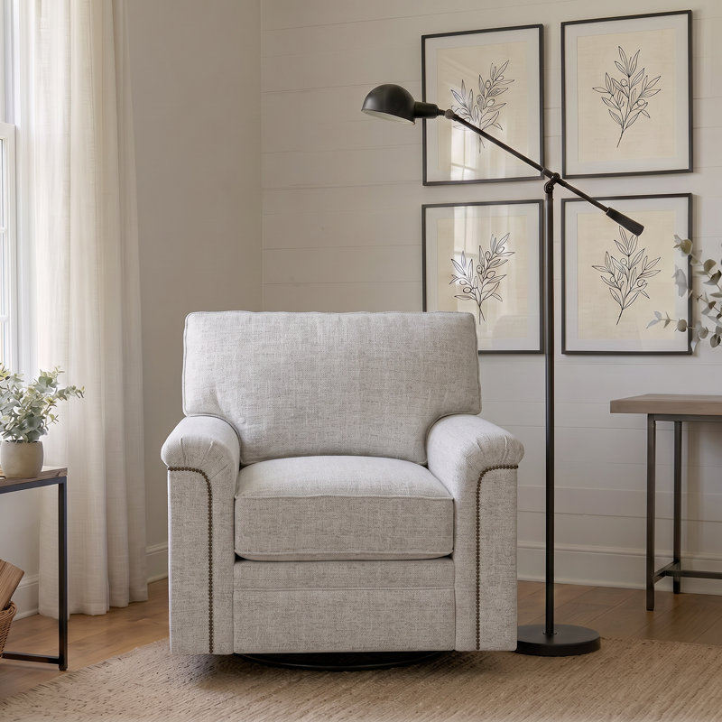 Weston 36" Upholstered Swivel Chair, Monique Oyster
