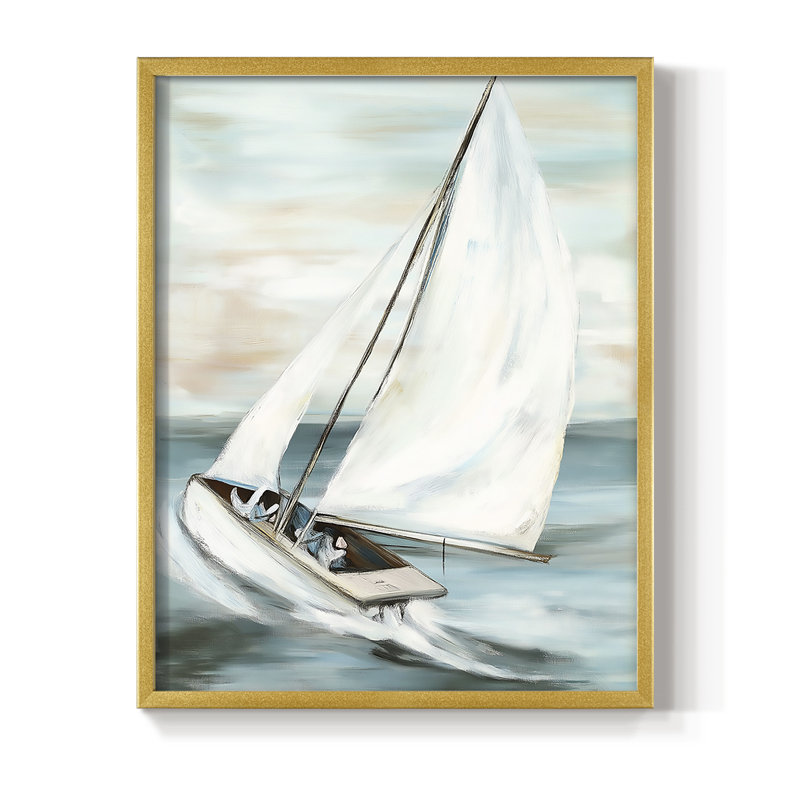 NAUTICAL Series LVI, reproduction encadrée - bois massif, 21" H x 17" W, Doré