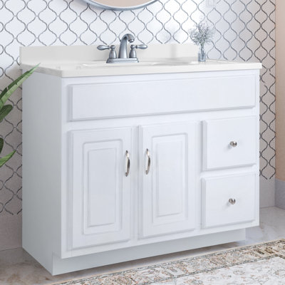 Concord 37-Inch Vanity In White With Cultured Marble Top, Fully Assembled