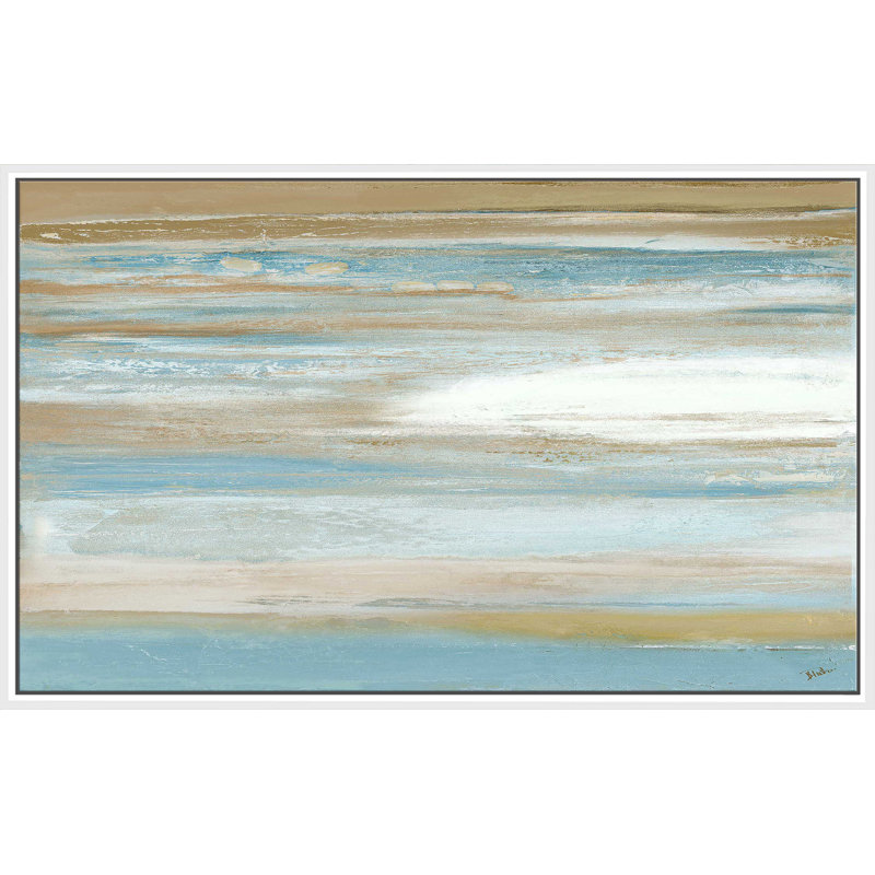 Teal Sunrise II par - Peinture, Cadre flottant blanc, H 21,5 po x l 33,5 po x P 2 po
