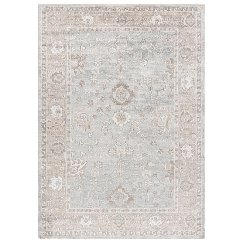 Oushak Hand Knotted Viscose Rug, Rectangle 6' x 9'