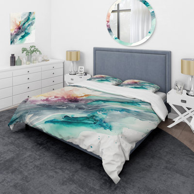 Celebrations In Turquoise Shades Of Blue III BeddingMicrofiber / Polyester Duvet Cover Set