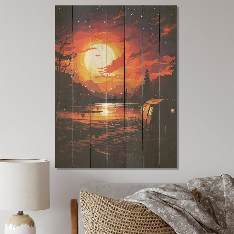 Prairie Camp Sunset Getaway I - Impression de voyage en camping sur bois, H 20 po x l 10 po