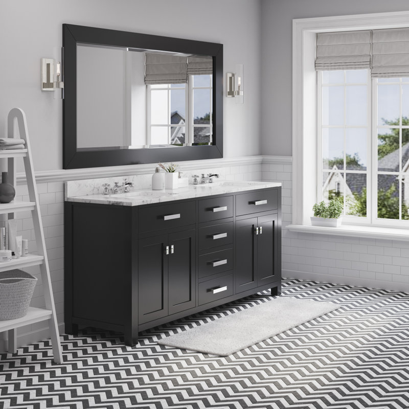 Minnetrista Bathroom Vanity with Marble Top, Chrome, Espresso