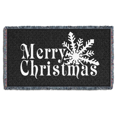 Couverture Pure Country Weavers Merry Christmas noire - Jeté en tapisserie cadeau pour le dossier du canapé ou du sofa - Tissée en coton - Fabriquée aux États-Unis (61 x 36)