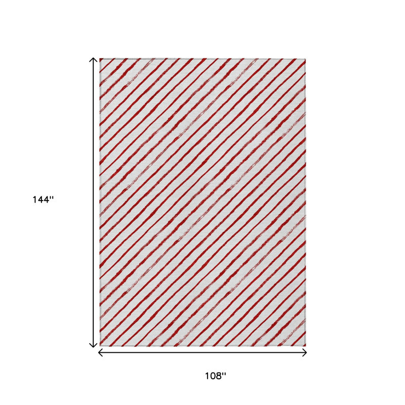 Tapis intérieur/extérieur lavable à rayures rouges et blanches 2,74 m x 3,66 m