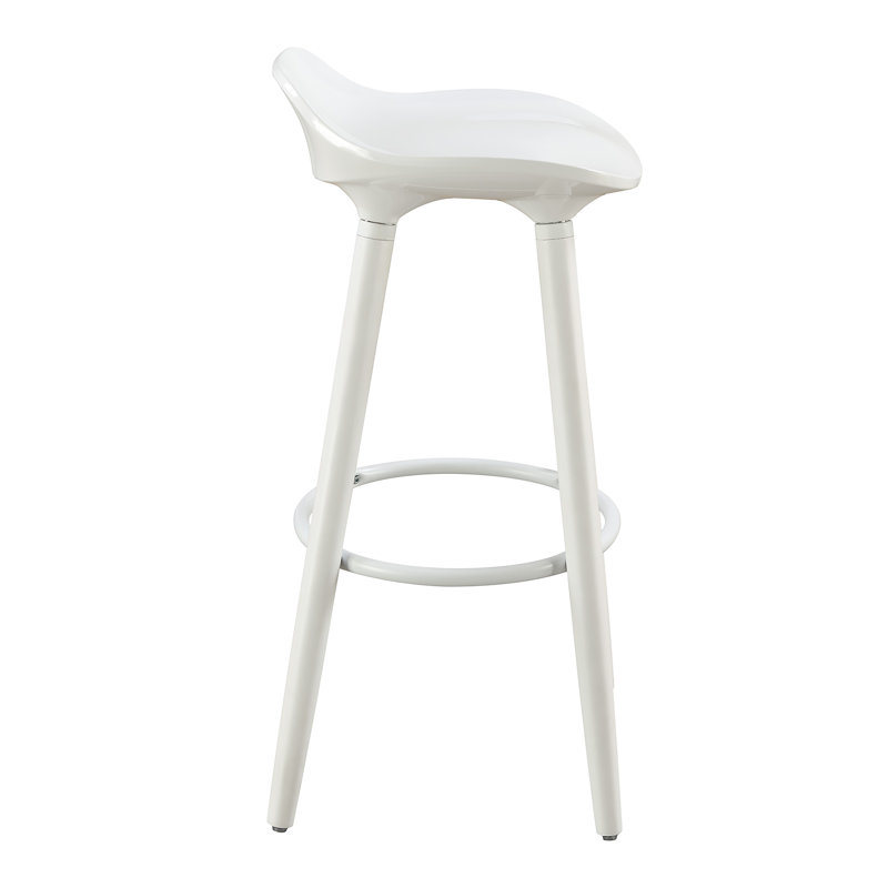 White Curved Seat Mid Century Modern Bar Stool