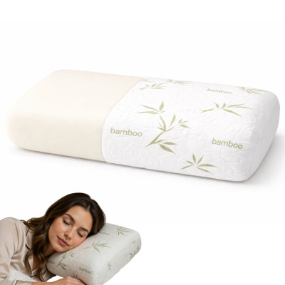 Cooling Bamboo Memory Foam Pillow, Solid Foam Core, Soft & Supportive
