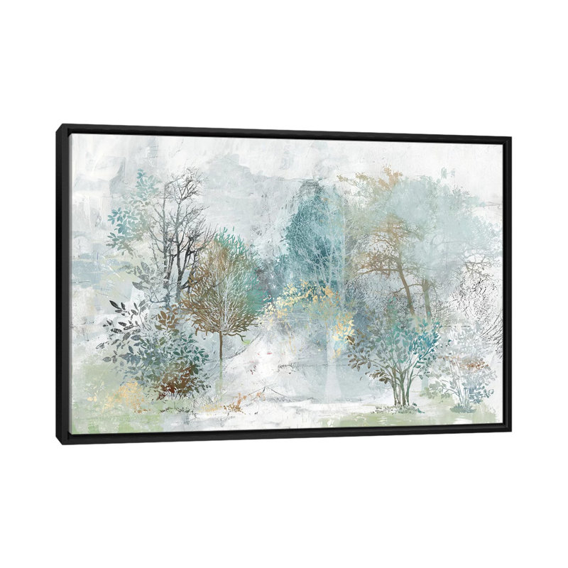 "Mystérieuse forêt" par Allison Pearce, reproduction d’art, H 18 po x l 26 po x P 1,5 po, Toile avec cadre noir, Pas de tapis