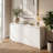 Curved Edge 55.12" Width MDF 4-Door Buffet Storage Cabinet-525762642