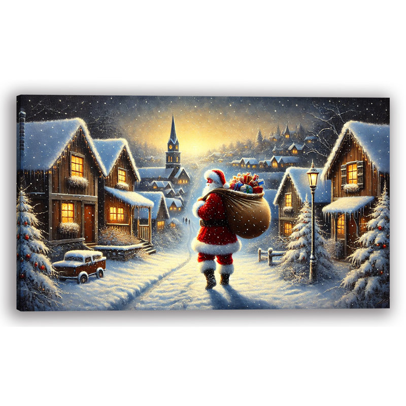 «Santa minuit voyage: une veille de Noël», reproduction sur toile, H 20 po x l 35 po