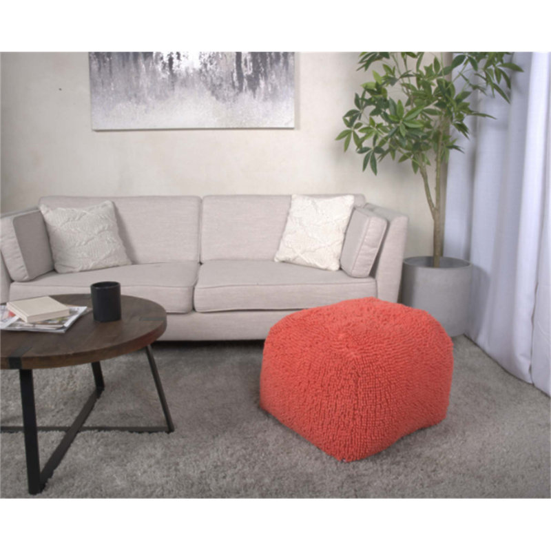 Repose-pieds carré en microfibre Spongy, Corail