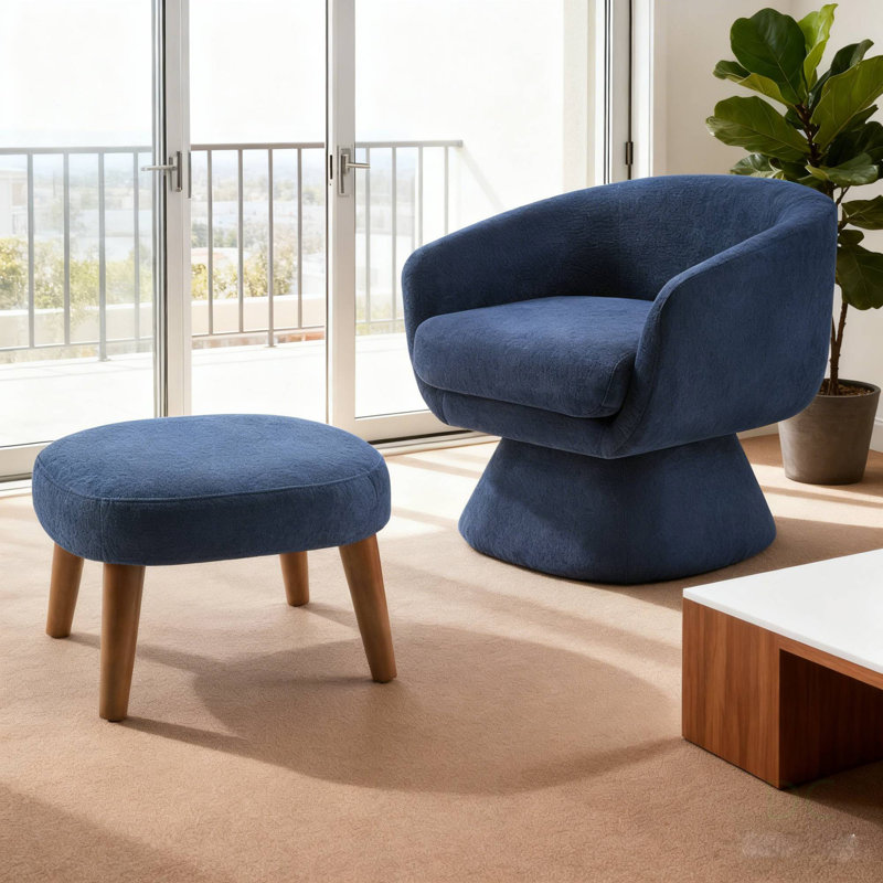 Méridienne pivotante moderne avec repose-pieds, fauteuil de lecture rembourré confortable pour les petits espaces et la détente