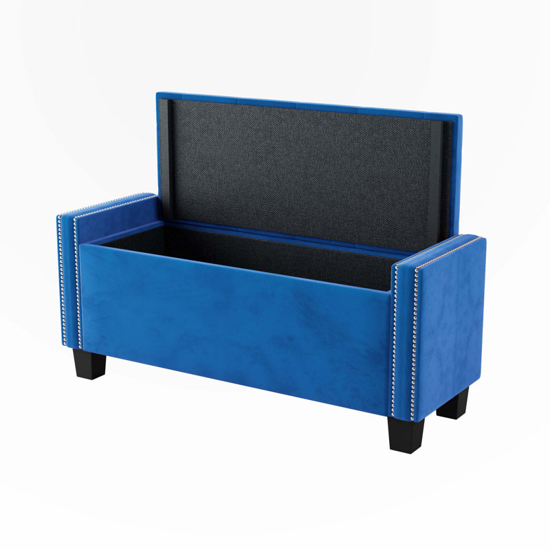 Repose-pieds rembourré avec rangement Tyeishia, Bleu