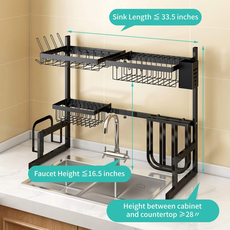Adjustable Stainless Steel Two Tier Dish Rack