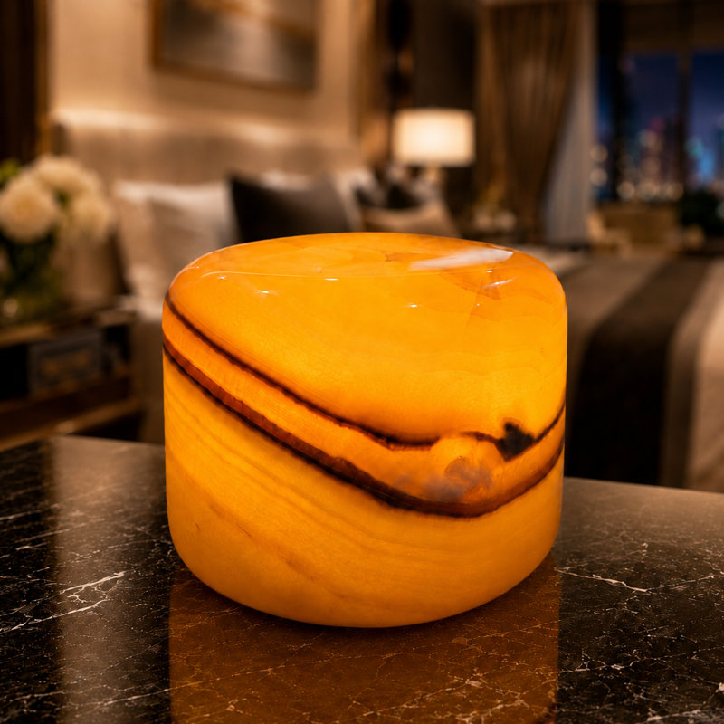 Marble Lamp Night Light Touch Bedside Table Lamp, Rechargeable Type-C, Dimmable Warm Glow, Ambient Lighting for Bedroom Living Room(Amber Jade)