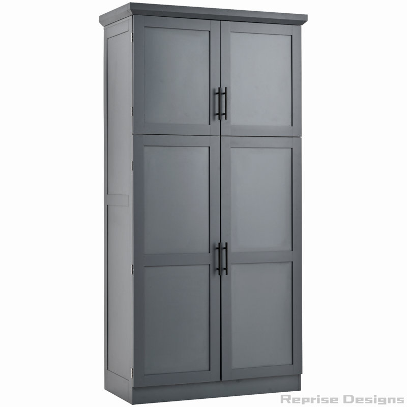Armoire de rangement pour garde-manger autoportante avec 4 portes, 2 tablettes de porte, 8 plateaux coulissants et tablette réglable