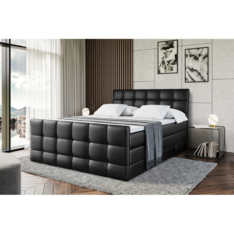 Ruksana Bed, Black, 120cm W x 200cm D