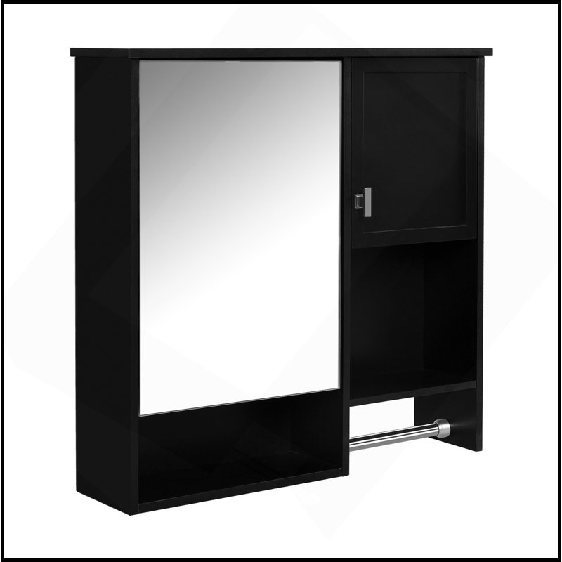 Sophisticated 29'' X 28'' Modern Wall Mounted Bathroom Medicine Cabinet, Bathroom Wall Storage Cabinet With Mirror, Over The Toilet Space Saver Cabinet With Towels Bar