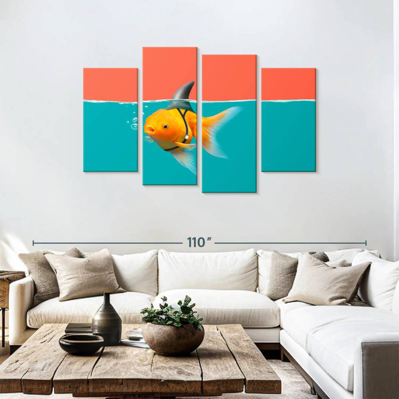Goldfish As A Shark, 48"H x 75"W