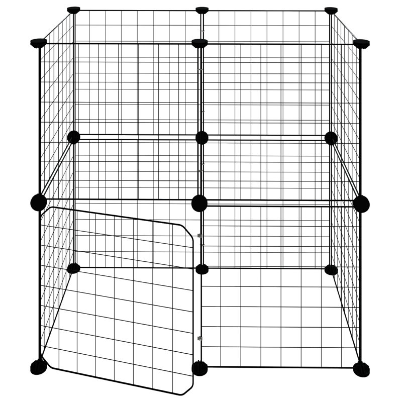 Cage pour animaux vidaXL en acier thermolaqué noir Taille ajustable, H 27,5 po x l 27,5 po x P 13,7 po