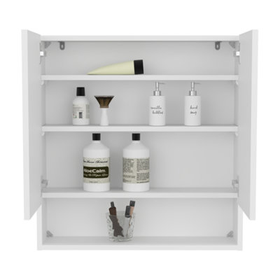 Hickory Double Door Medicine Cabinet, Ideal for Bathroom Storage