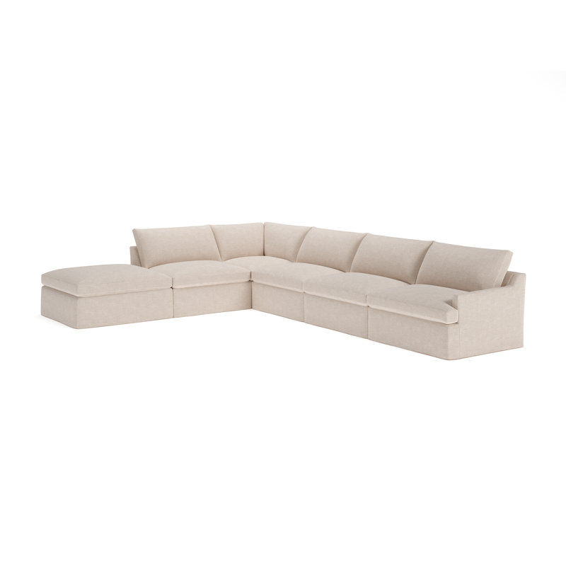 Canapé modulaire 6 pièces Wrenley, Mélange de lin performance sable Lena, Orienté à gauche (vu de face)