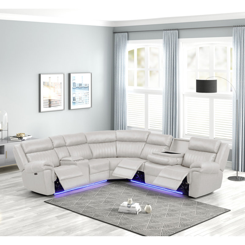 Canapé modulaire inclinable de style moderne en bois et glace, Beige