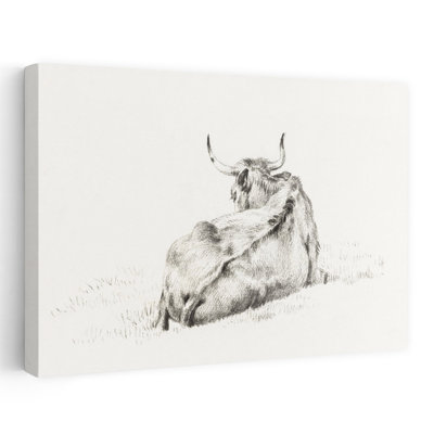 Vache couchée, rétro, rétro, art mural