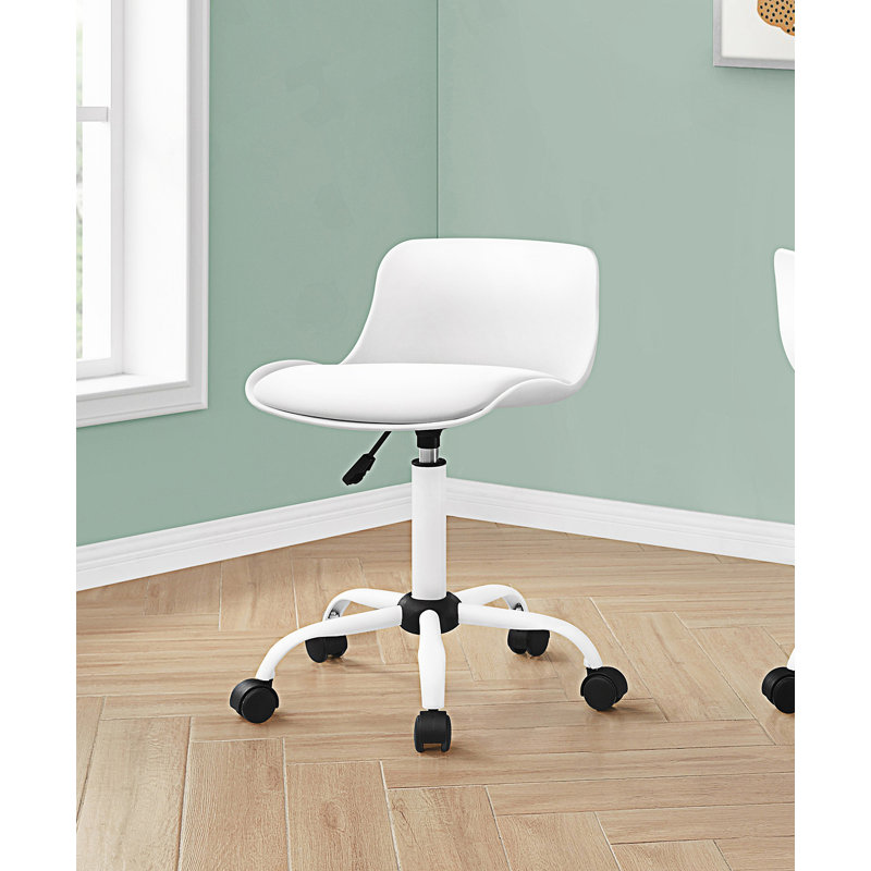 Chaise de bureau ergonomique à hauteur réglable, Blanc, Blanc