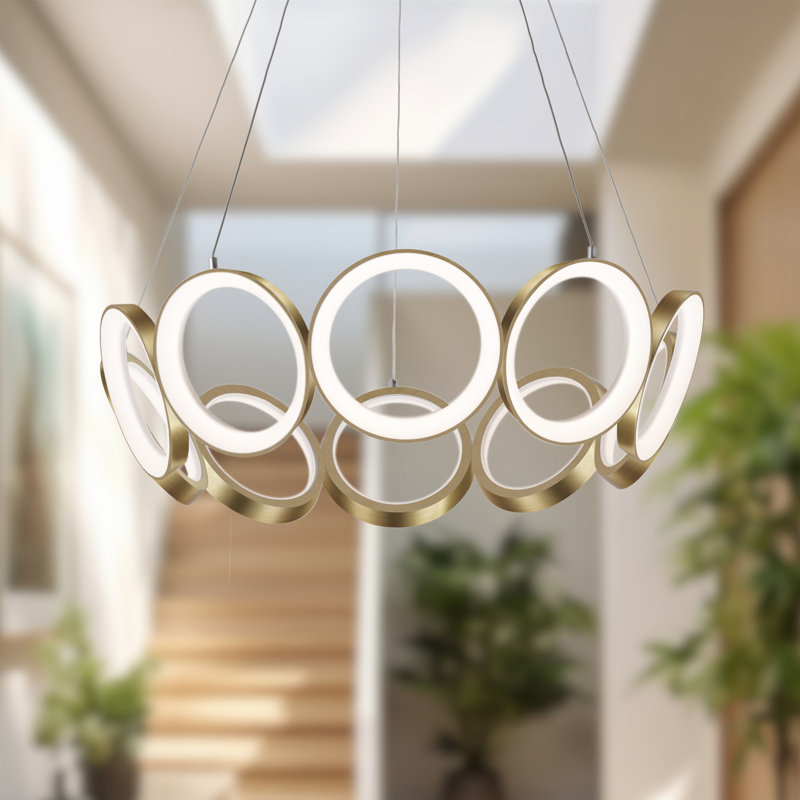 Oros 10 - Light LED Chandelier, Antique Brass