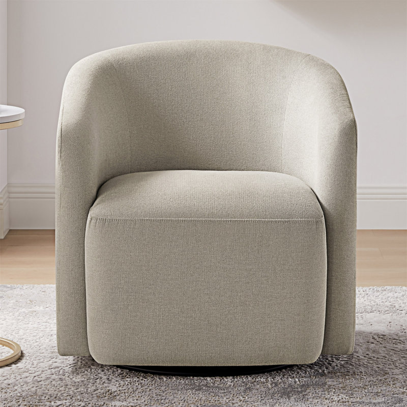 Fauteuil demi-tonneau pivotant rembourré, Beige