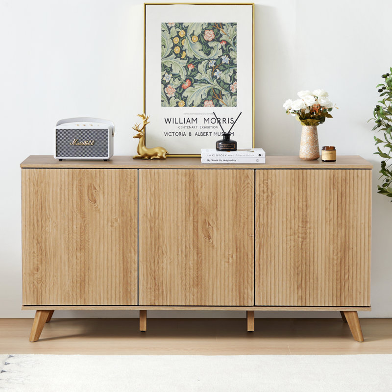 Armoire d'appoint 3 portes Lanier, Bois naturel
