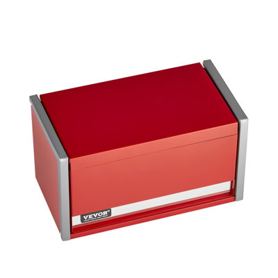 Metal Tool Box, 8.6-inch, Portable Metal Tool Box with 3 Drawers, Small Tool Chest with EVA Liners and PP Feet Pads, Heavy-Duty Steel With Ball Bearing Opening and Powder Coated Finish, Red