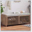 Banc à chaussures avec rangement et coussin, conception à volets vieillis pour le salon et l'entrée, charme rustique et rétro-1001200823