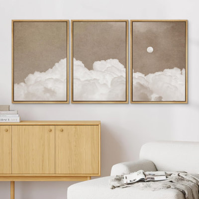 «Douceur céleste ciel nuageux et nuit abstraite au clair de lune», 3 pièces